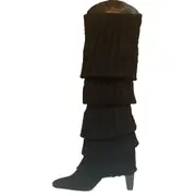 24x Womens Leg Warmers Disco Winter Knit Dance Party Crochet Legging Socks Costume - Black