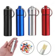 1pc Waterproof Aluminum Pill Box Keychain Carabiner Medicine Case Container Bott
