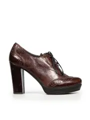 Brown Leather Brogue Lace Up Platform Boots