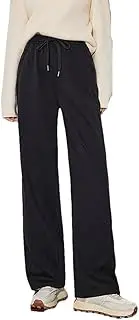 [Generic] Women Casual Pants and Winter Drawstring Elastic Waist Split Design Style Wide Leg Sweatpant