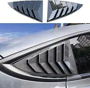 YHCDSEA for Model 3 Rear Side Window Shutter Cover Louver Sport Style Cool Exterior Decoration fit for Tesla Model 3 2017-2025 Accessories (Glossy Carbon Fiber Pattern)