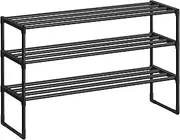 SONGMICS Shoe Rack, 3 Tier Shoe Organizer, Metal Shoe Storage Shelf for 15 Pairs of Shoes, Easy to Assemble, Entryway, Black ULSA303B02