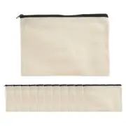 12 Pack Canvas Zipper Bags, Blank DIY Craft Pouches for Travel Makeup Bags2749