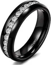 [Wozya] Titanium Ring CZ Engagement Ring Men Women Wedding Band