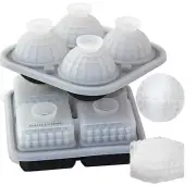 2-Pack Whiskey Ice Cubes Molds. BPA Free Silicone Ice Cube Trays with Lid & F...