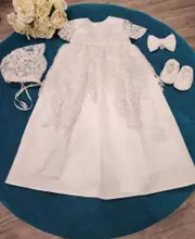 Christening - Erina Silk Lace Sequined Short Gown