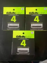 3 x 4 Gillette Labs Men's Razor Blade Refills 12 Refills