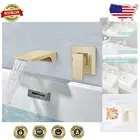 Elegant Brushed Gold Wall Mounted Faucet - Waterfall Spout & Simple Installation