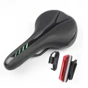 1Set Mountain Bike Cushion with Light Bike Saddle Thicken Silicone Rear Lights Bike Seat Black and green +2282 tail light_270*144mm