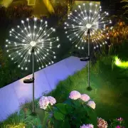 2X 120LED Solar Powered Firework Light Outdoor Garden Christmas Decoration White
