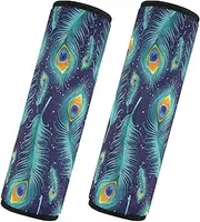 Car Seat Belt Pads 2 Pack Breathable Seat Belt Shoulder Strap Covers Pad Child Safety Seat Shoulder Strap Cover Car Accessories for Adults Child Kids S Peacock Bird Feather Pattern