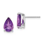 14k Yellow Gold Amethyst Pear Stud Earrings