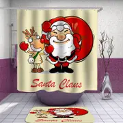 Funny Reindeer and Santa Claus Shower Curtain