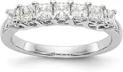 [Diamond2Deal] Women's 14K White Gold 7-Stone Diamond Wedding Band Ring 0.98 cttw