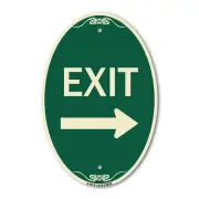 Designer Sign Exit (With Right Arrow) 3 12" x 18" Metal Sign