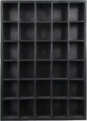 Shot Glass Display Case, Black Wood, Holds Set of 30 Glasses (16.7 X 12.2 - Each