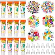 [Lineshading] 12 Set DIY Phone Case Kit Whipped Cream Glue Kit Include 12 Pcs Simulation Fake Cream Glue with Nozzle 2 Pack Candy Theme Decorations 2 Pack Decorating Accessories for Craft Birthday Gift