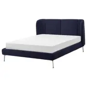 TUFJORD upholstered bed frame, Tallmyra black-blue/Luröy, Double