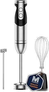 MegaWise High-Power Hand Blender – 3-in-1 Set with Blender Stick, Whisk & Frother, 12-Speed + Turbo, Ergonomic Design, BPA-Free, Easy to Clean – Ideal for Smoothies, Milk, Baby Food & More (Black)