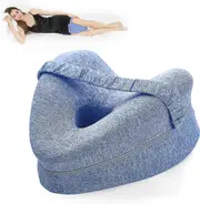 Leg Pillow, Ergonomic Side Sleeping Pillows, Memory Foam Knee Pillow With Strap For Side Sleeper, Leg Support Cushion Blue