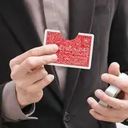 MilesMagic Magician's Close Up Bite Out Card Gimmick Bitten & Restored Bicycle Card Real Mind Blowing Illusion Magic Trick (Red)