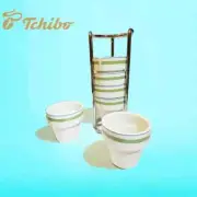 Tchibo Porcelain Egg Cup Set Boxed - 6 Eggcups plus Holder