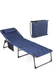 Portable Folding Reclining Lounger Camping Cot Adjustable 5-Position Lightweight