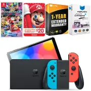 Nintendo Switch Neon Red/Blue OLED + Mario Kart 8 Deluxe + $20 eShop Gift Card
