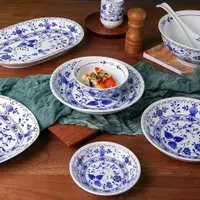 在飛比找ETMall東森購物網優惠-景德鎮青花瓷餐具中式復古碗碟勺套裝家用碗盤碟組合釉下彩深盤子