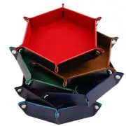 Foldable Dice Tray Box PU Leather Folding Hexagon Coin Square Tray Dice G-r5 rf