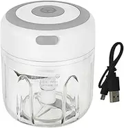 Leona Co Electric Mini Garlic Chopper, Rechargeable Cordless Mini Vegetable Food Processor, Garlic Mincer, Blender for Nuts Chili Onion Minced Meat and Spices BPA-Free, 9.7 x 8.7cm (250ml) (White)