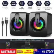 2pcs Computer Speaker Loud Sound with LED RGB Light for PC Laptop Stereo Desktop