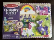 Melissa and Doug- Unicorn 6pc Wooden Chunky Puzzle-New In Package..