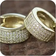 [Mnyixsi] Gold Hoop Earrings Hip Hop Cubic Zirconia Cartilage Mens Earrings 14K Plated Silver Hypoallergenic Trunky Hoop Earrings Men in 925 Sterling Silver