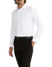 [Van Heusen] Tailored Long Sleeve Dobby Check Shirt in White