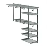 Adjustable Closet Organizer Kit with Shelves and Hanging Rods for 4 to 6 Feet-Gr