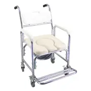 Foldable Toilet Commode Shower Wheelchair Mobile Bathroom Bedside Footrest Chair