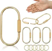 [Gaprumi] Heavy Duty Car Key Organizer 4 Pcs Brass Screw Lock Keychain, Gold Screw Lock Clip Key Ring Chain, Durable Simple Brass Keychain Holder Brass Key Ring, Simple Style Car keychain for Men Women,