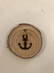 2.5” Hand Burned Pyrography Ornament “Anchors Aweigh”