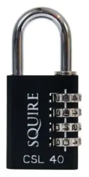 Squire DIE CAST COMBINATION PADLOCK 38mm Head, 6.35x32.3mm Shackle BLACK