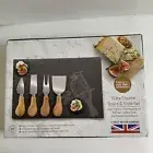 New Taylor's Eye Witness Slate Cheese Board & 4pc.Cheese Knife Set bird Design