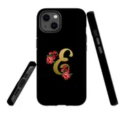 For Apple iPhone 13 Case, Armour Back Cover, Embellished Letter E