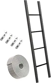 Rv Bunk Ladders for Travel Trailers, Black Metal Camper Elevated Bed Ladder, with Comfortable Mats, Hook On Hanging Step Ladder Adult KidSafety,Black-1.3m/4.3ft