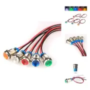 5pcs 10mm AC/DC 12-24V LED Metal Indicator Light Waterproof Signal Lamp Pilot...