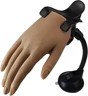 Silicone Hand for Acrylic Nails Practice with Stand Clamp - Realistic Flexible Bendable Women Mannequin Hands Lifelike Fake Hand for Tattoo Practice Sketch Jewelry Ring Glove Display