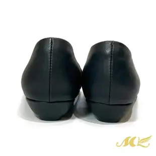 【MK】金屬方釦飾低跟鞋(黑色)