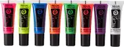 UV Glow - Neon UV Fabric Paint - 0.34oz - Textile paint for clothes, t-shirts, bags, shoes & canvas (Set of 8)