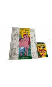 Crayola 12pcs Assorted Theme Color-A-Puzzle & 8pcs Assorted Color Crayons Bundle