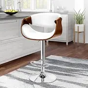 ALFORDSON Bar Stool Trice Adjustable Kitchen Stool Swivel Counter Wooden Dining Chair in 61-82cm Seat Height with Gas Lift for Home Bar Dining Room, White