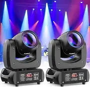 100W Moving Head DJ Lights Rotating 18-Facet Prism Stage Lighting 7 Gobos and 8 Colors Spotlight with DMX and Sound Activated Modes for Wedding Parties Church Live Band Show Bar (2 PCS)